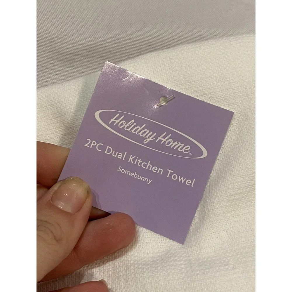 holiday home 2 pack kitchen towel set 100%‎ cotton bunny easter spring